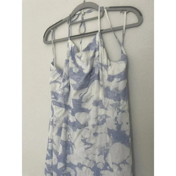 Open Edit Womens Size Large Sundress Marble Print Open Back White and Blue - Picture 6 of 12